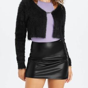 Fabletics fuzzy black cardigan